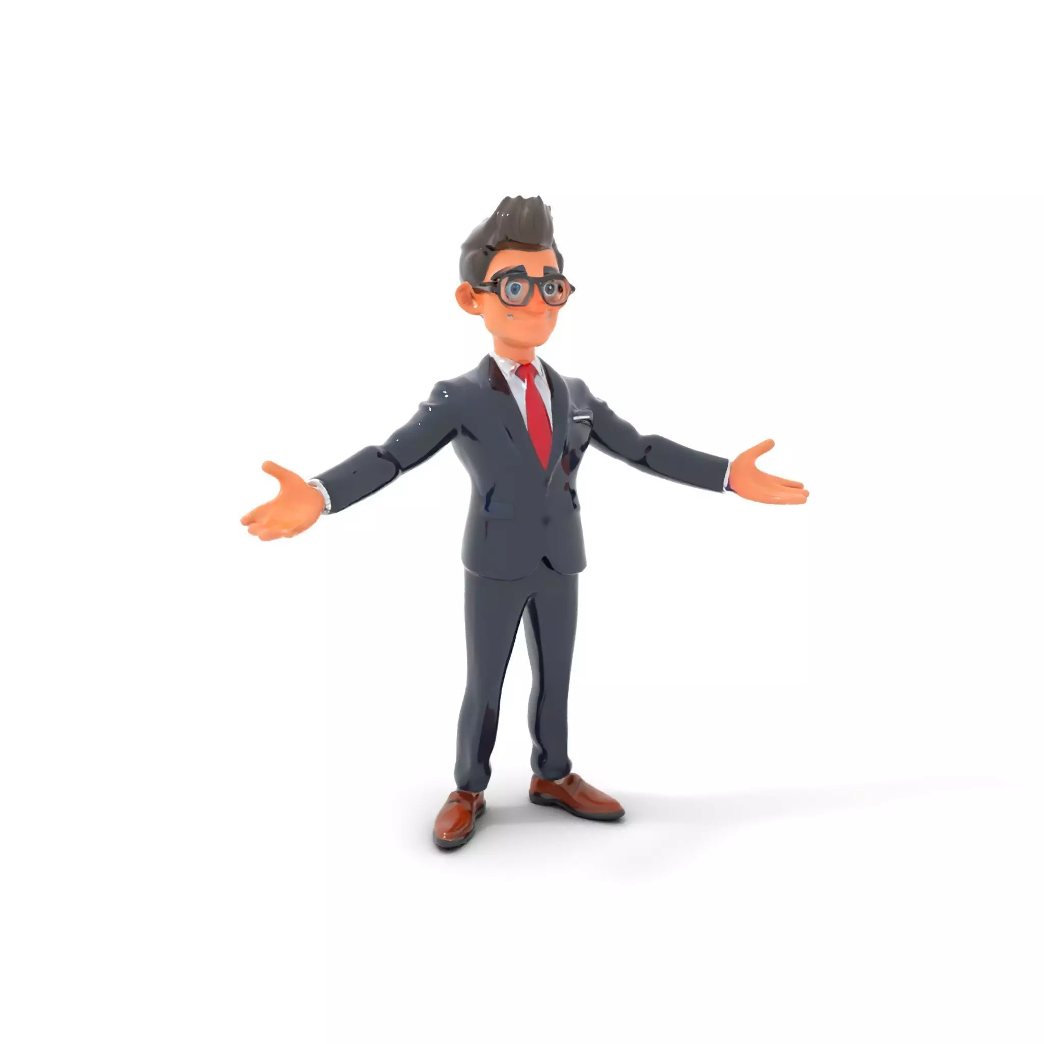 Smart Businessman in Suit  Rigged and Animated D Character Model Low-poly 3D model_0