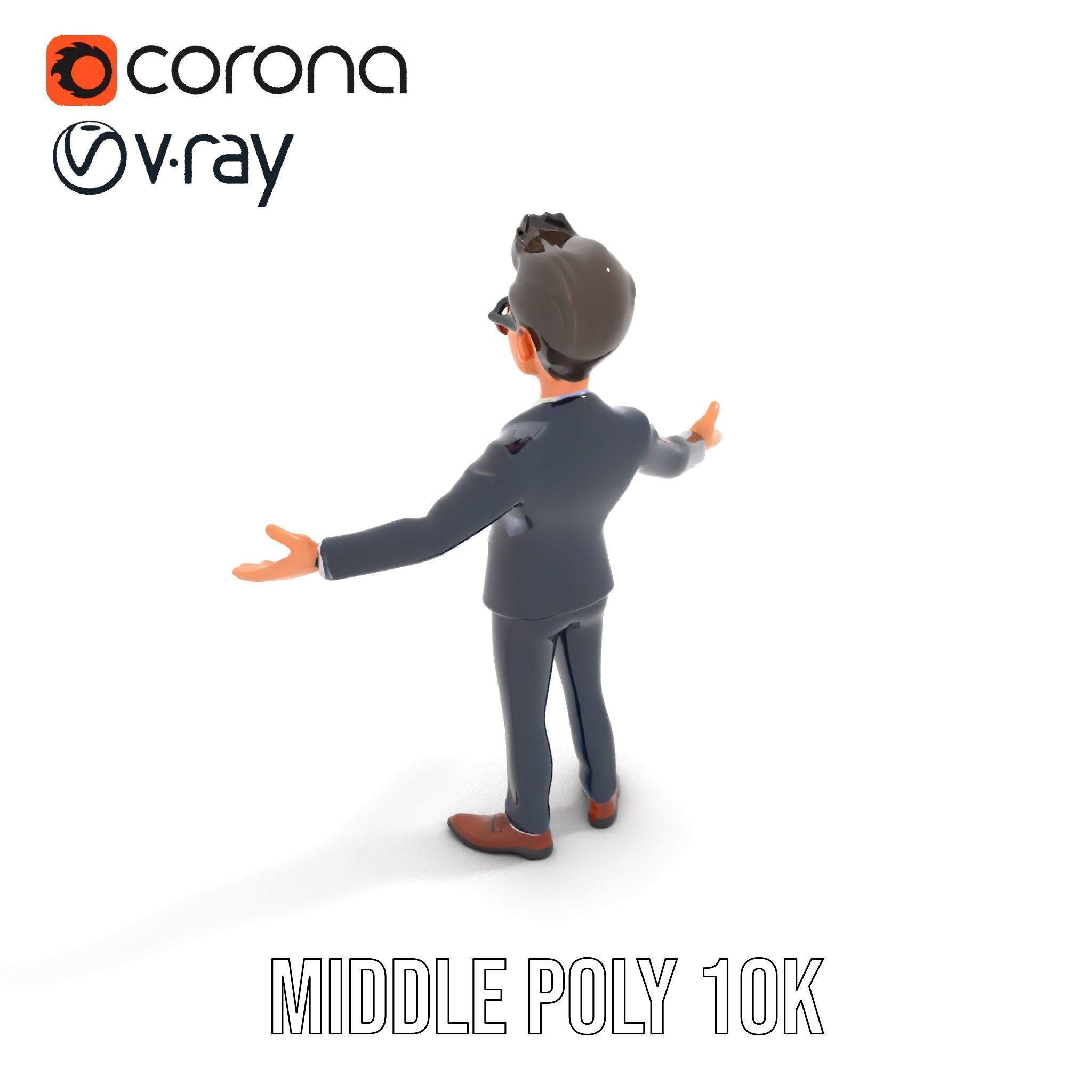 Smart Businessman in Suit  Rigged and Animated D Character Model Low-poly 3D model_24