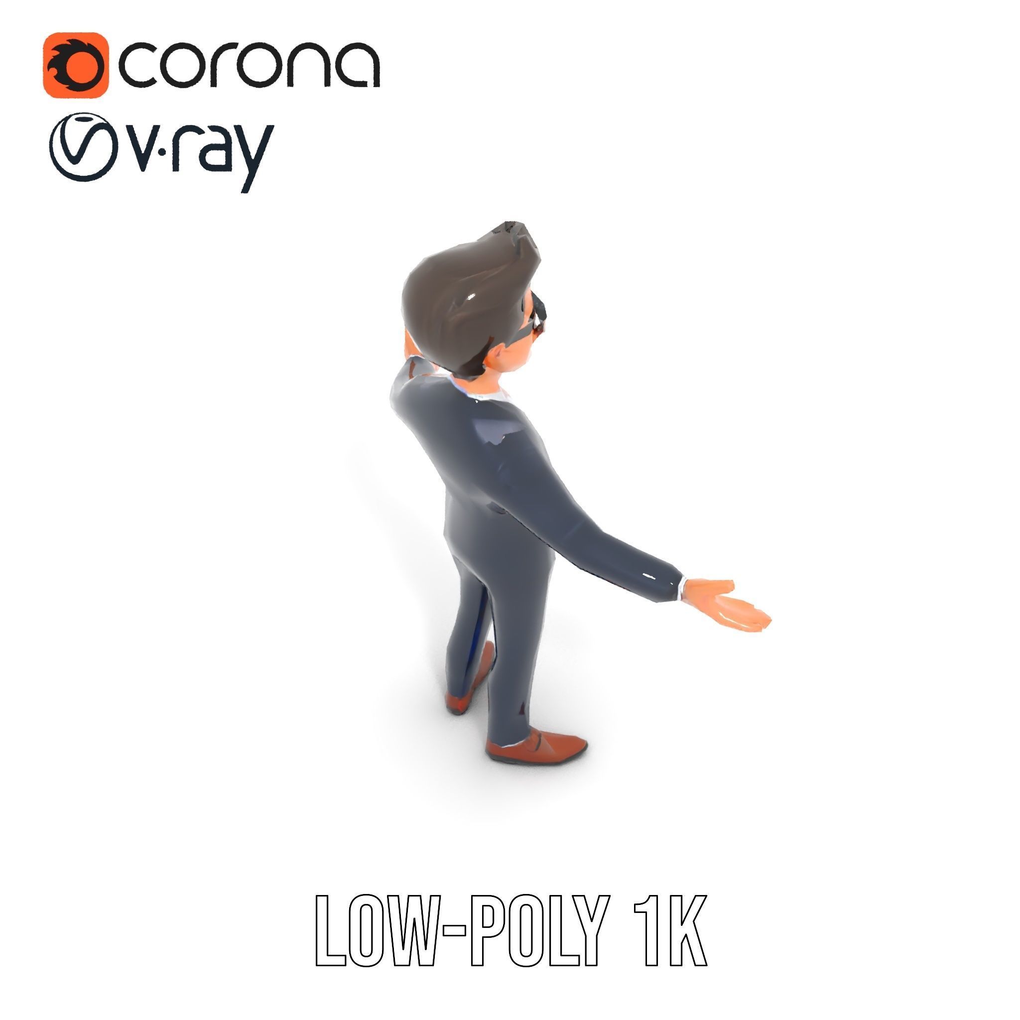 Smart Businessman in Suit  Rigged and Animated D Character Model Low-poly 3D model_19