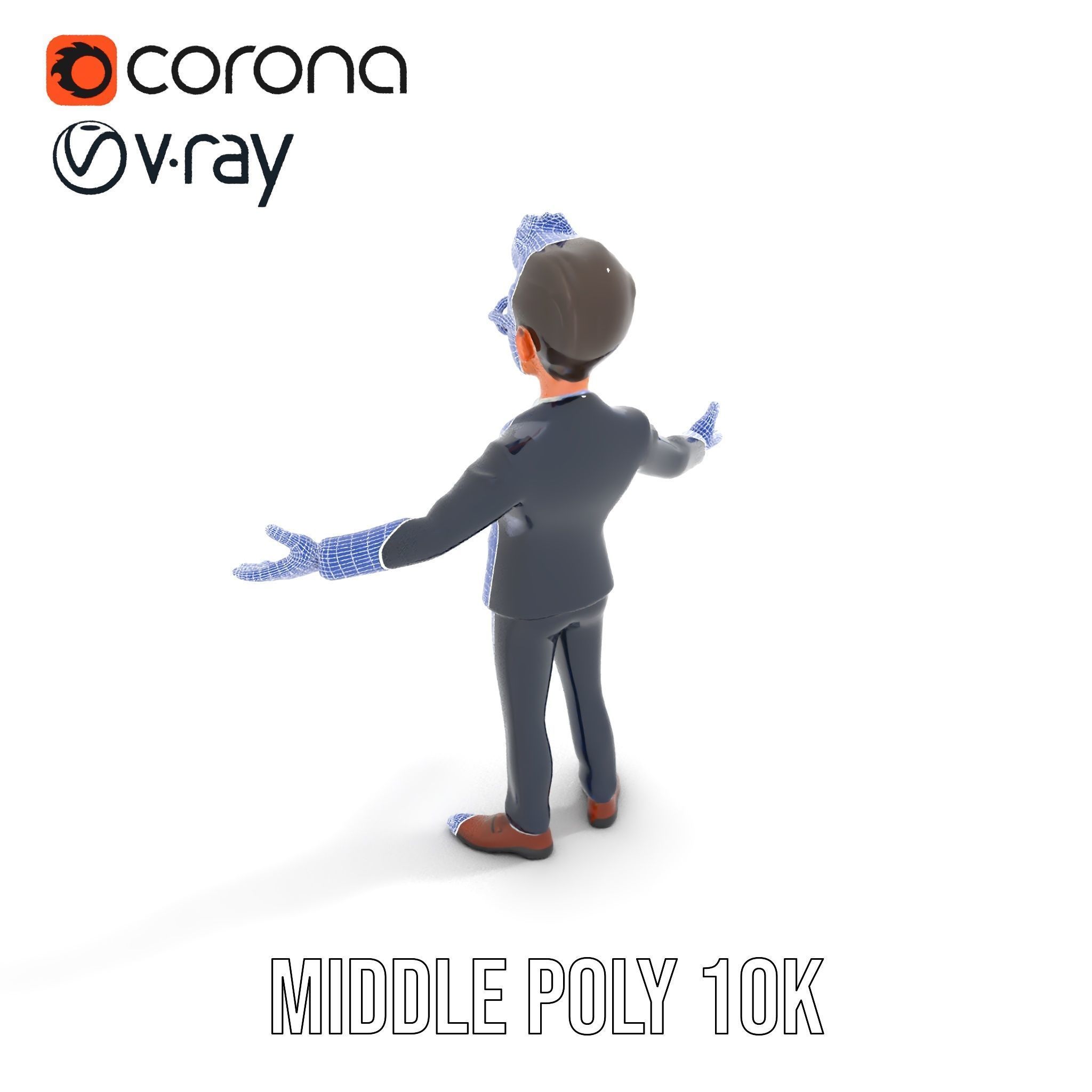 Smart Businessman in Suit  Rigged and Animated D Character Model Low-poly 3D model_29