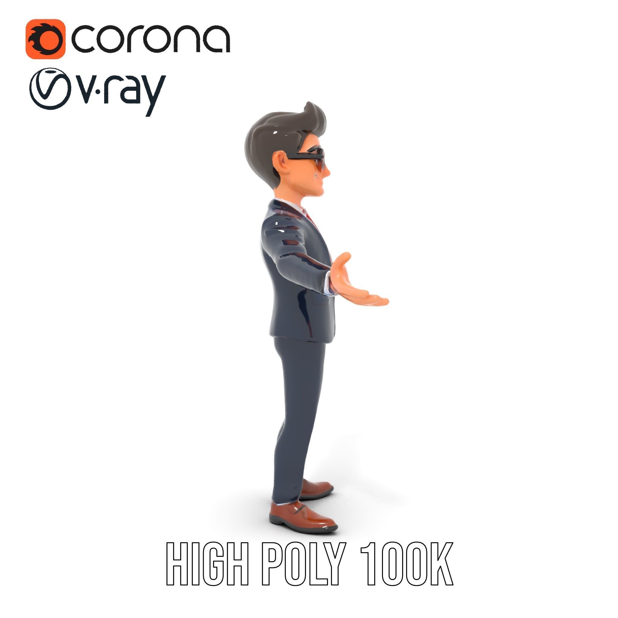 Smart Businessman in Suit  Rigged and Animated D Character Model Low-poly 3D model_17