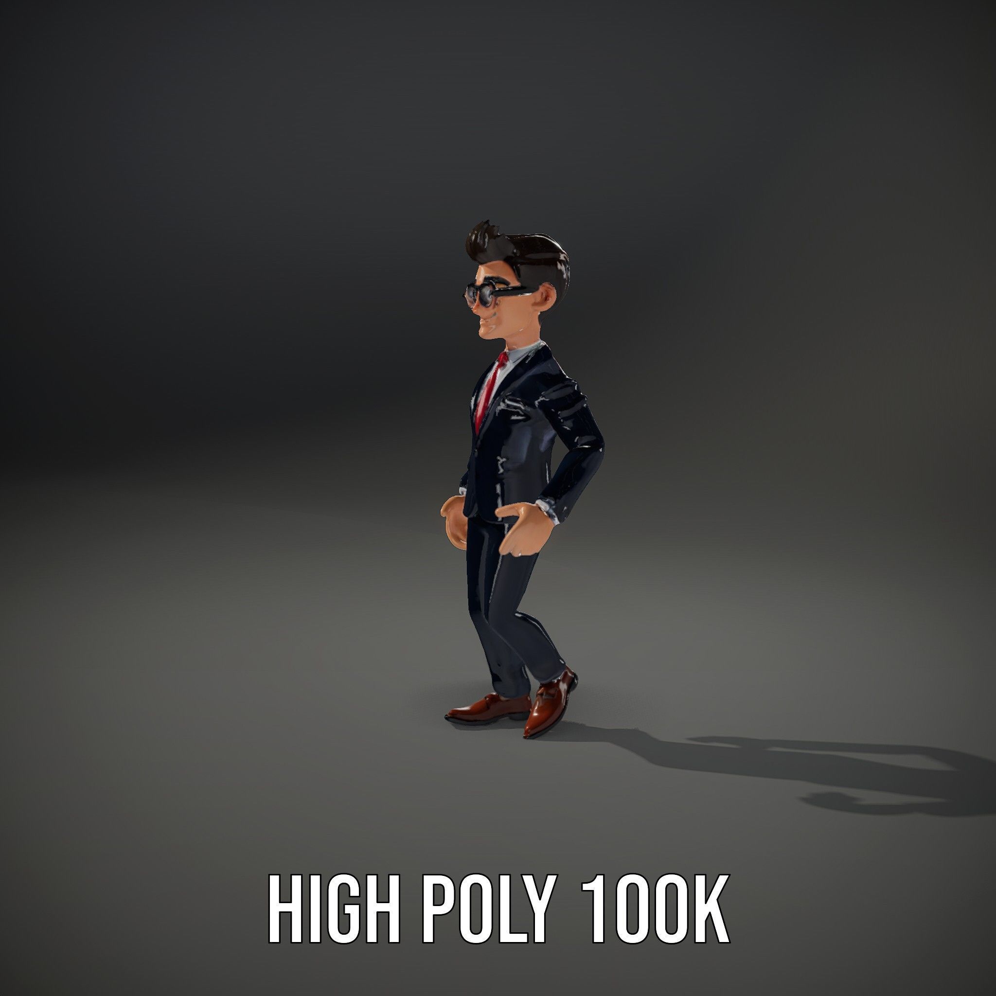 Smart Businessman in Suit  Rigged and Animated D Character Model Low-poly 3D model_12