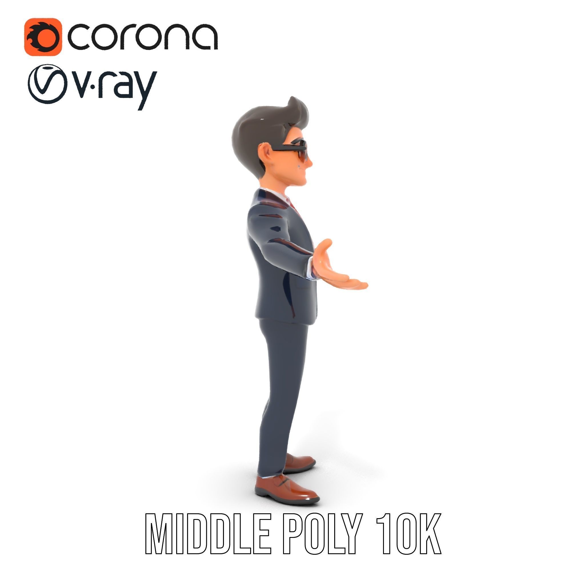 Smart Businessman in Suit  Rigged and Animated D Character Model Low-poly 3D model_13