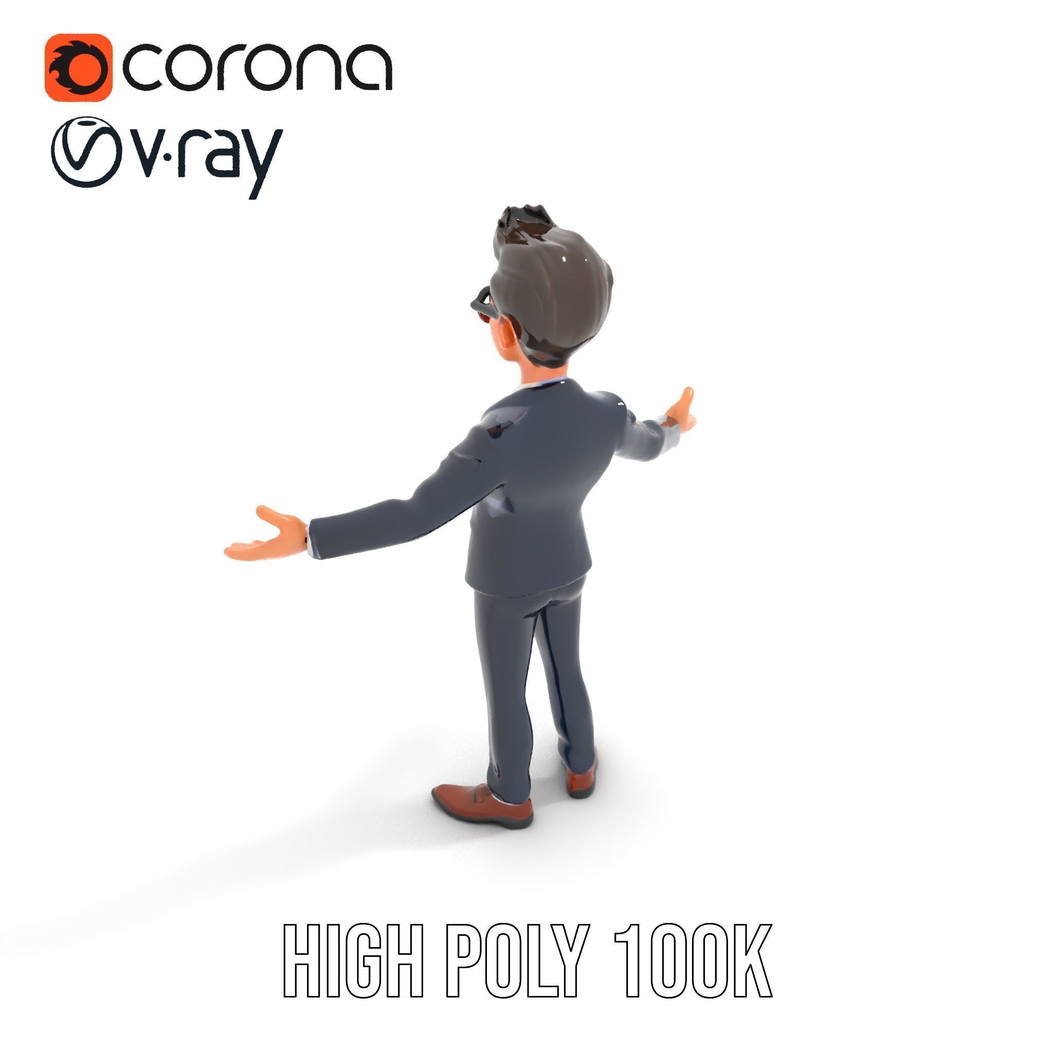 Smart Businessman in Suit  Rigged and Animated D Character Model Low-poly 3D model_20