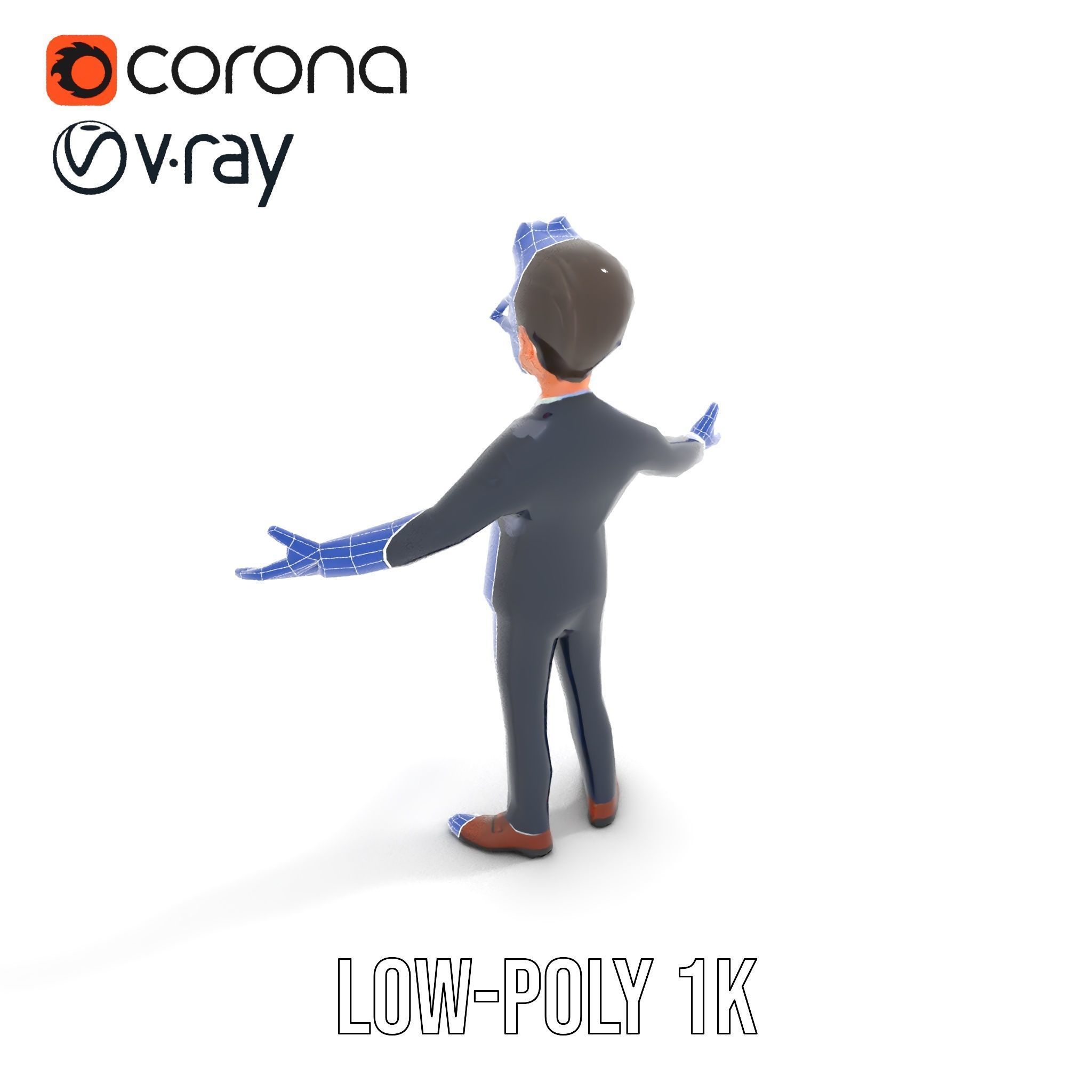 Smart Businessman in Suit  Rigged and Animated D Character Model Low-poly 3D model_30