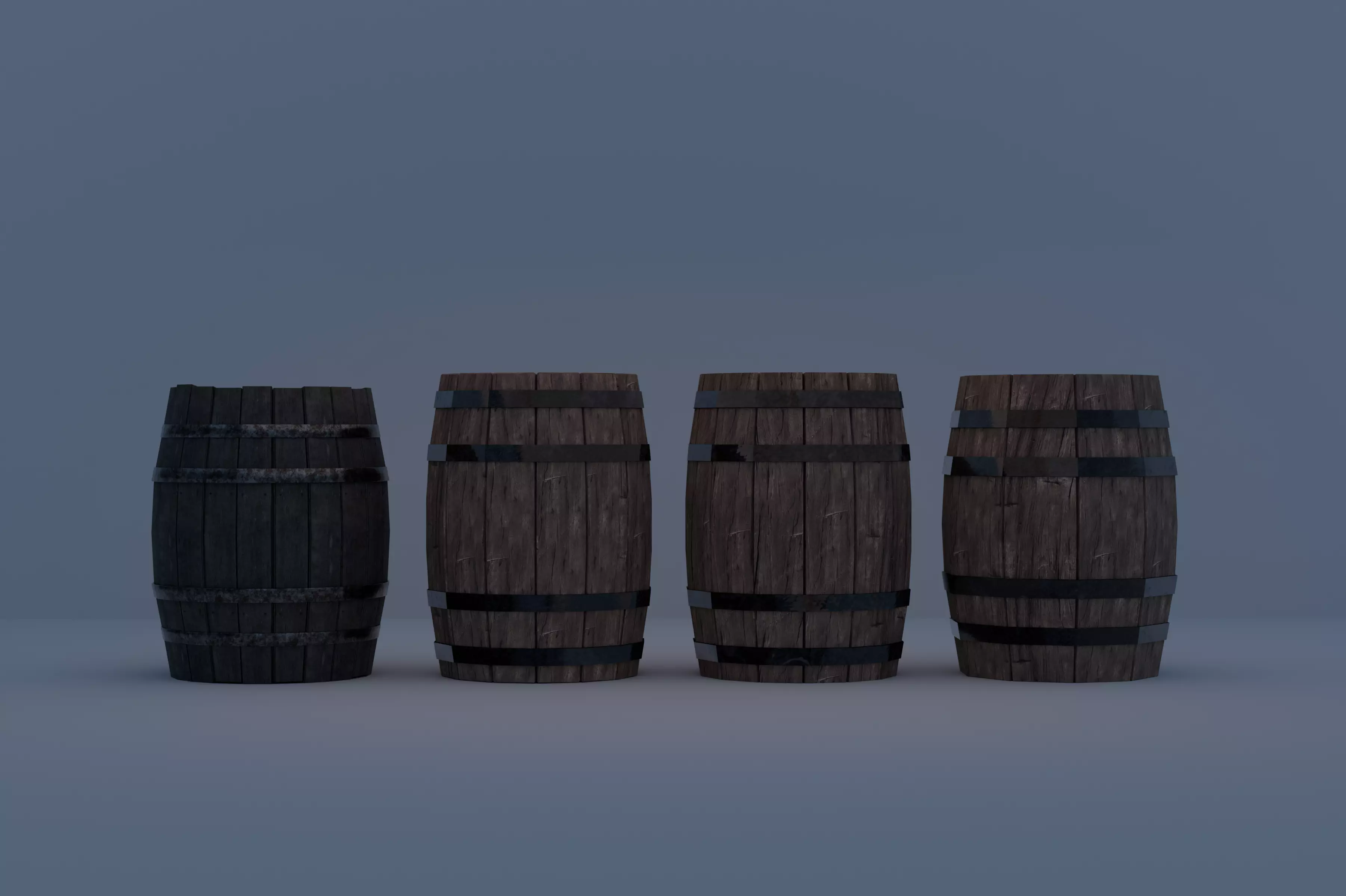 Wooden Barrel LOD Low-poly 3D model