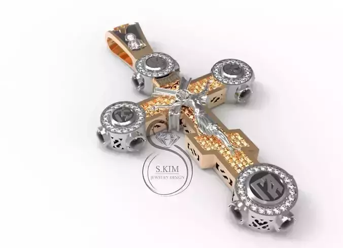 Russian Cross pattern enamel brilliants 