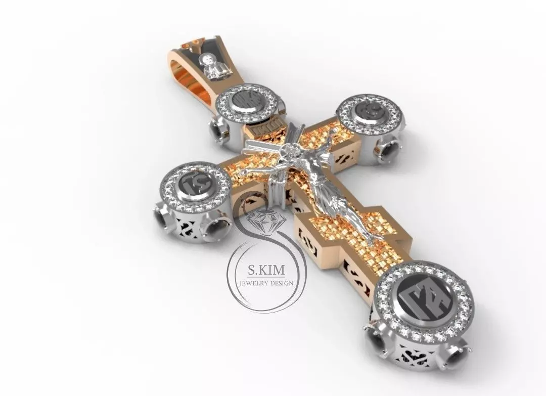 Russian Cross pattern enamel brilliants  3D print model_0