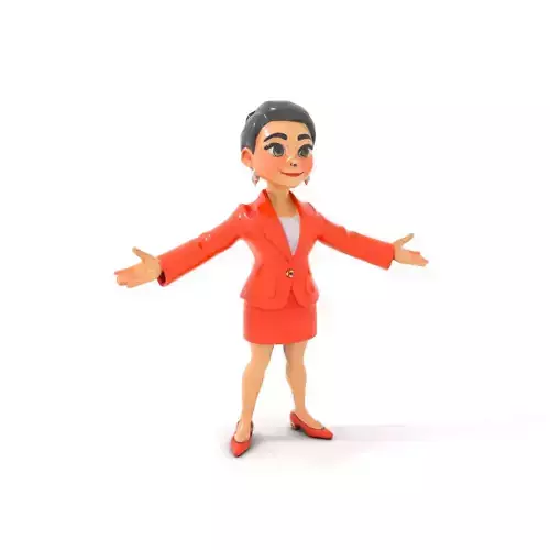 Animated Female Businesswoman Character in Orange Suit Rigged... Low-poly 3D model