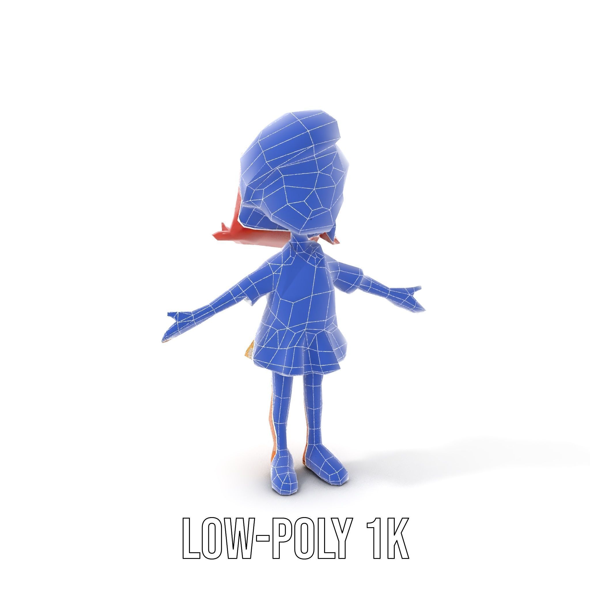 Cheerful Cartoon Girl Rigged and Animated D Character Model Low-poly 3D model_15