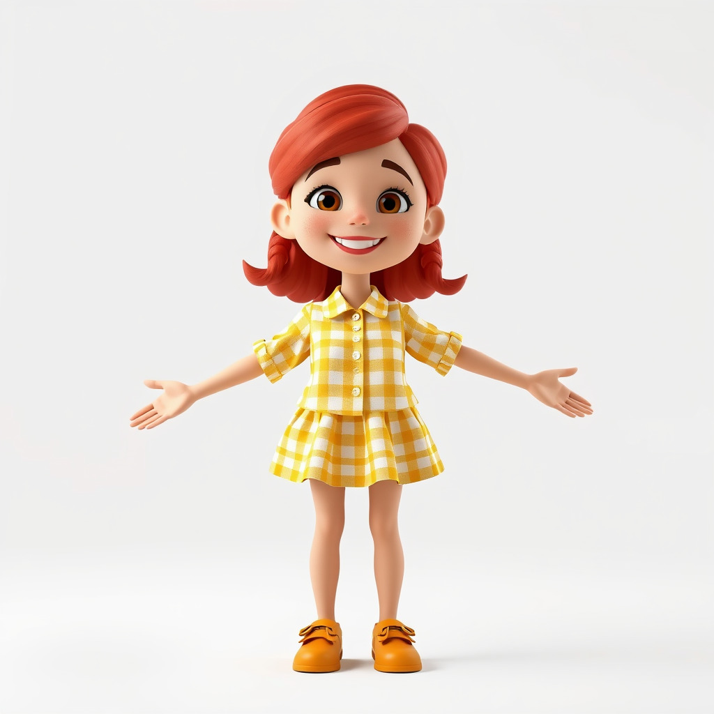 Cheerful Cartoon Girl Rigged and Animated D Character Model Low-poly 3D model_3