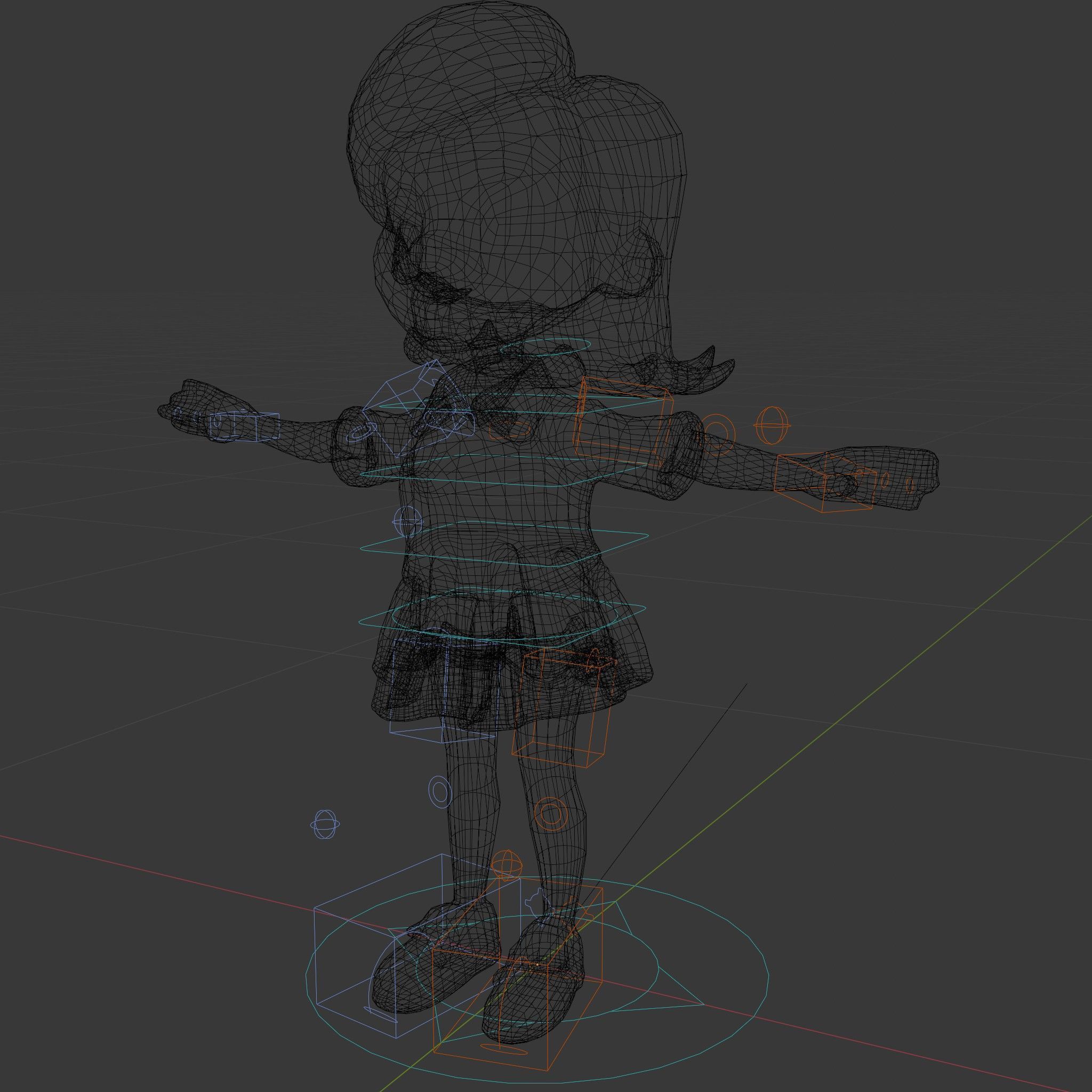 Cheerful Cartoon Girl Rigged and Animated D Character Model Low-poly 3D model_6