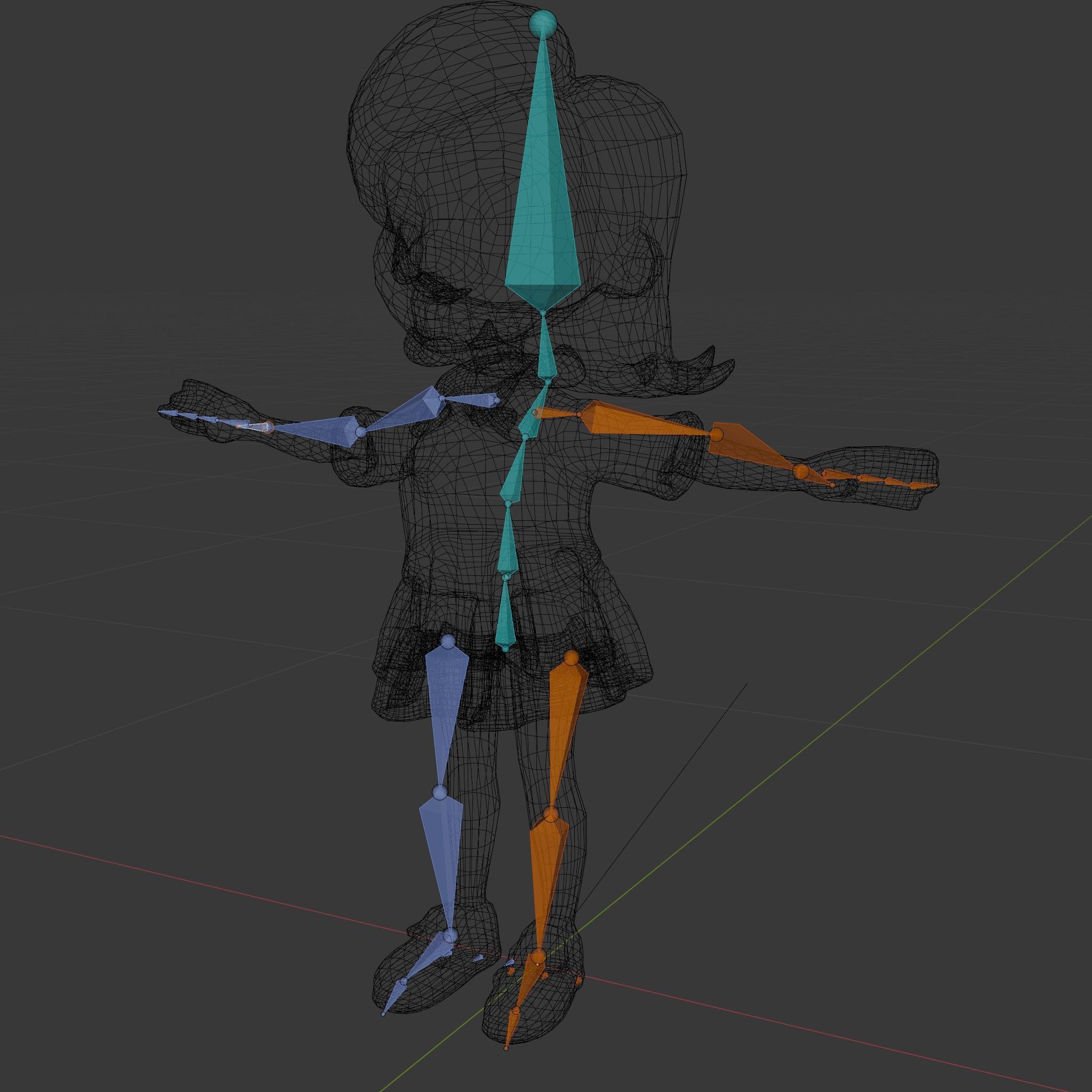 Cheerful Cartoon Girl Rigged and Animated D Character Model Low-poly 3D model_7