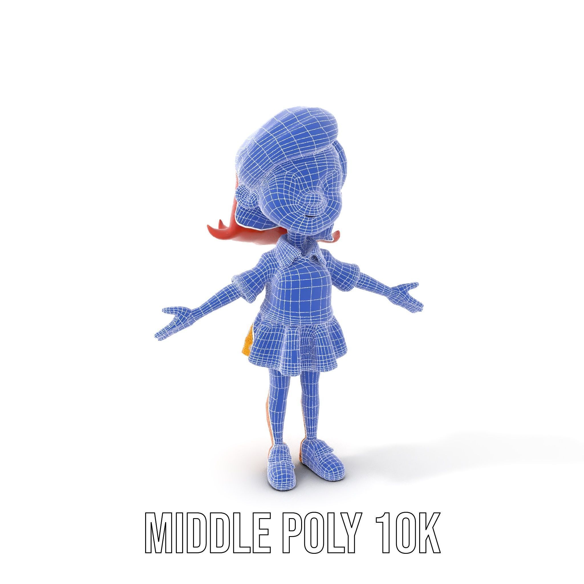 Cheerful Cartoon Girl Rigged and Animated D Character Model Low-poly 3D model_36