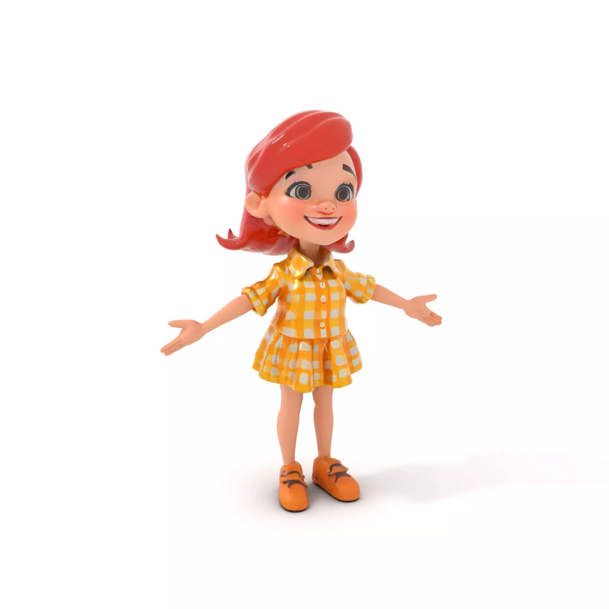 Cheerful Cartoon Girl Rigged and Animated D Character Model Low-poly 3D model_0
