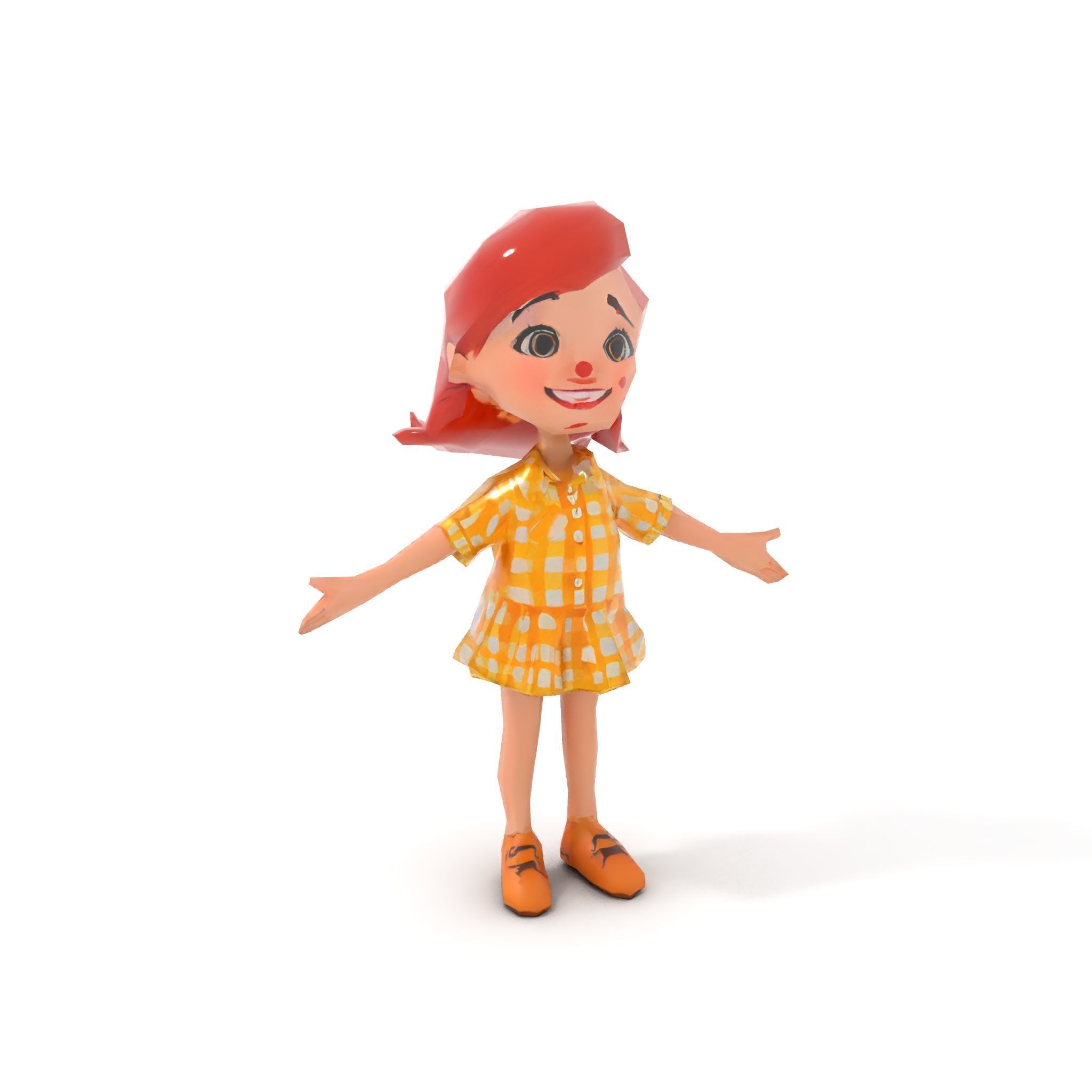 Cheerful Cartoon Girl Rigged and Animated D Character Model Low-poly 3D model_17