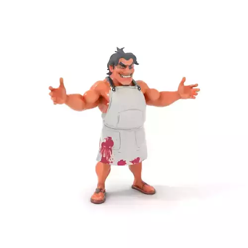 Smiling Butcher with Apron  Rigged and Animated D Character M... Low-poly 3D model