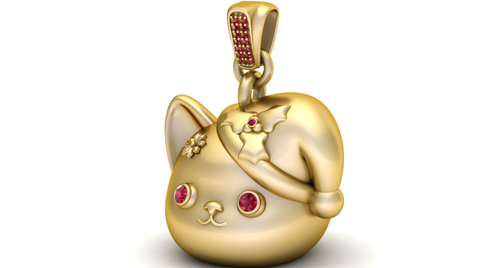 Holiday Cat Pendant 3D print model_1