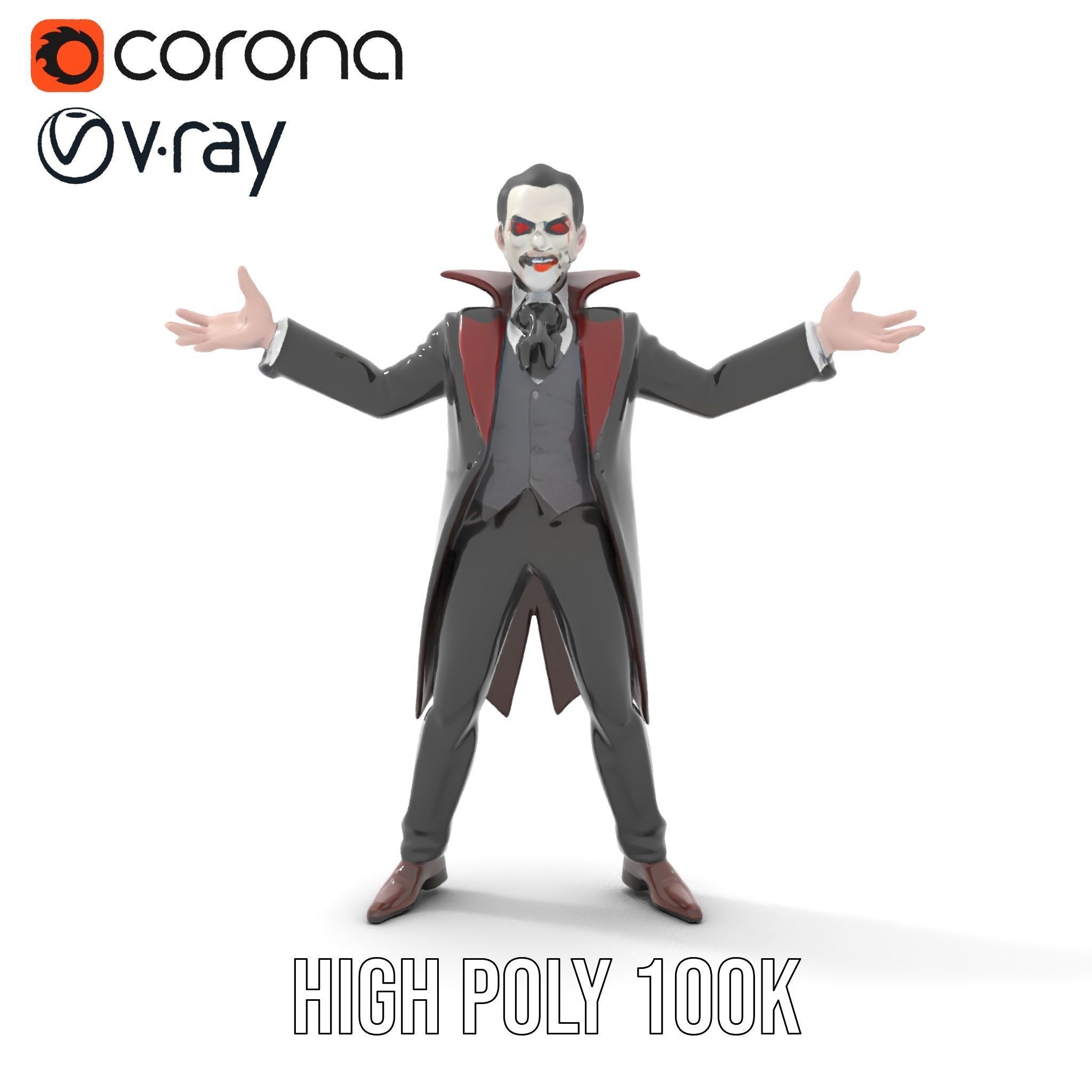 Vampire Aristocrat D Model Rigged and Animated Low-poly 3D model_28