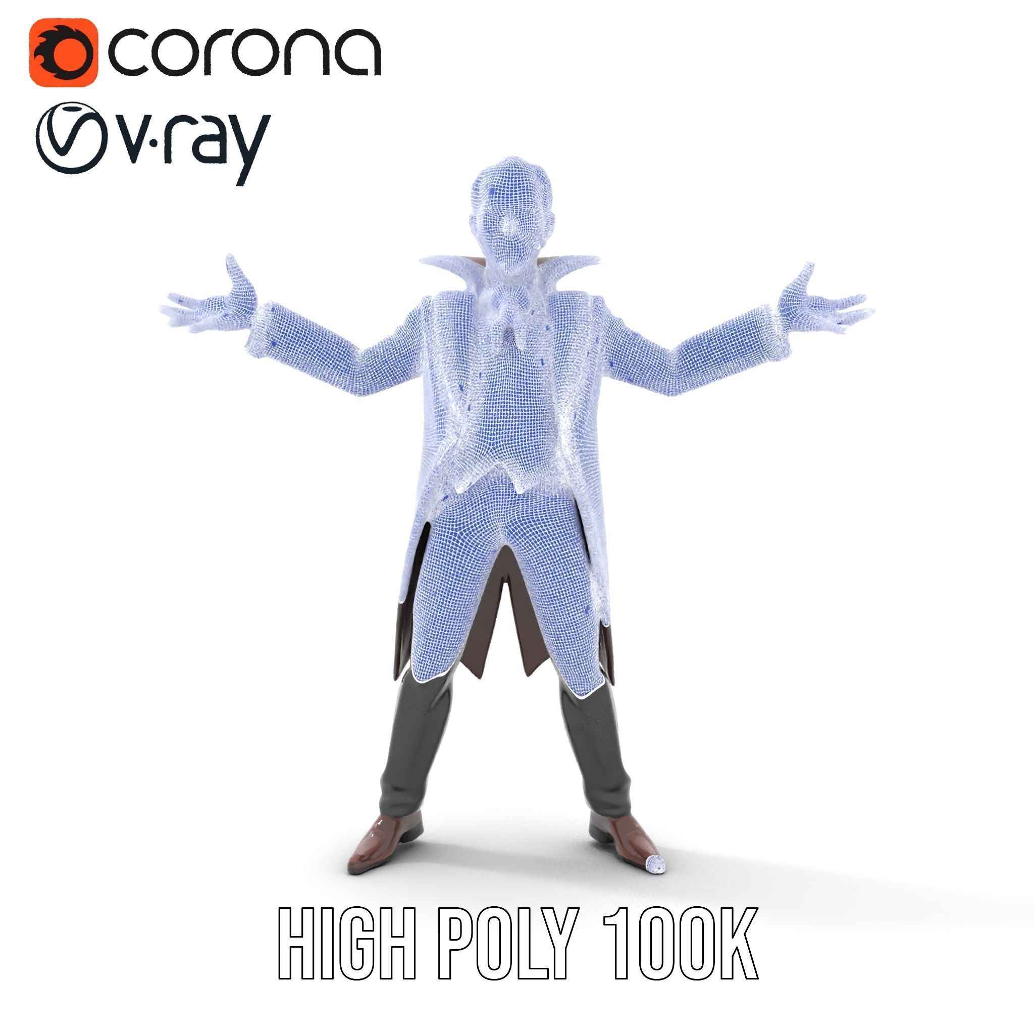 Vampire Aristocrat D Model Rigged and Animated Low-poly 3D model_31