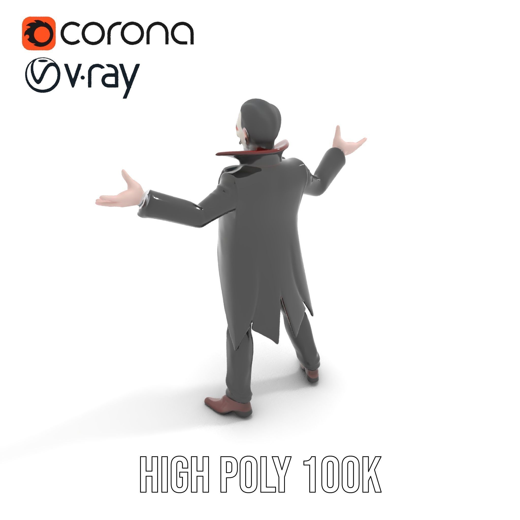 Vampire Aristocrat D Model Rigged and Animated Low-poly 3D model_17