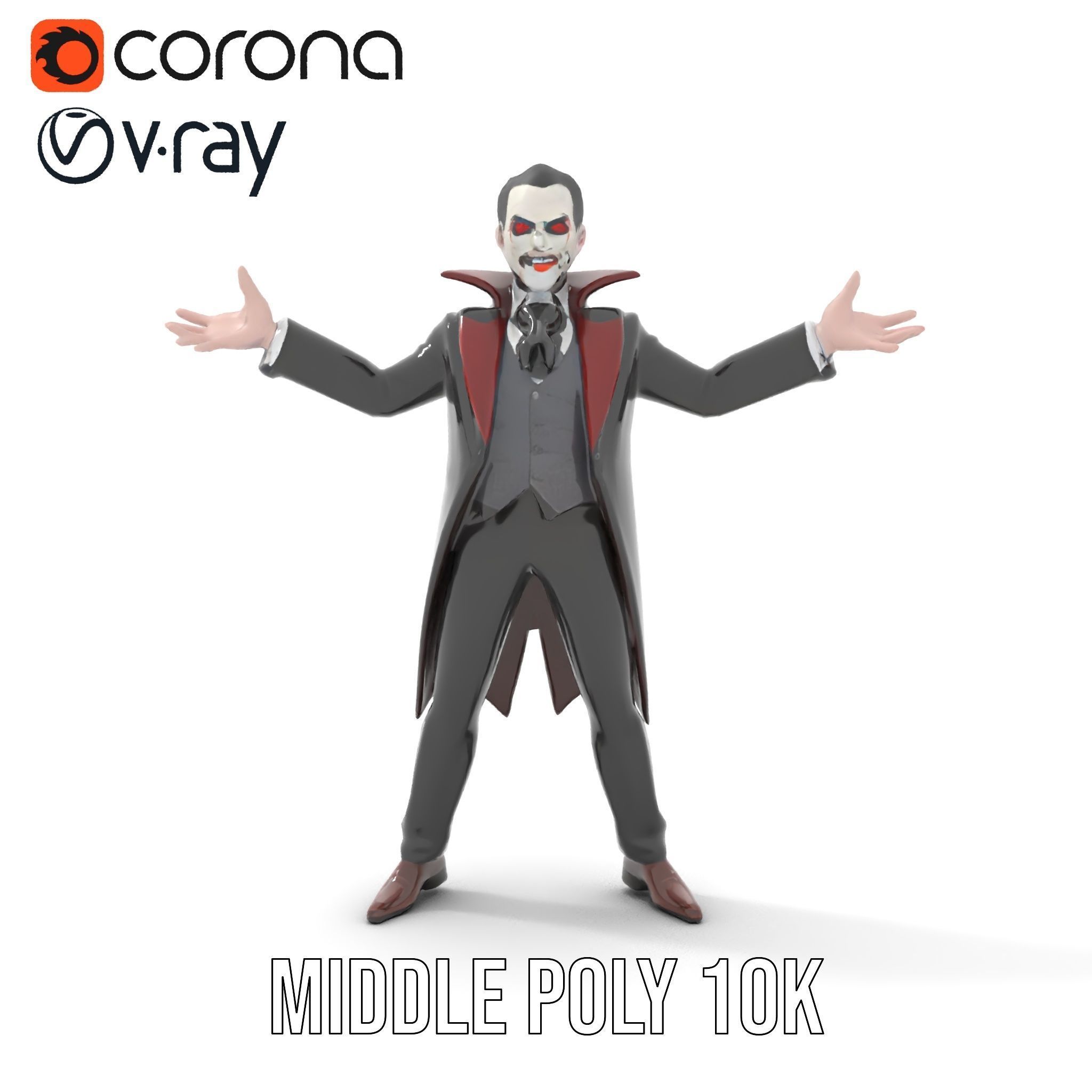 Vampire Aristocrat D Model Rigged and Animated Low-poly 3D model_15