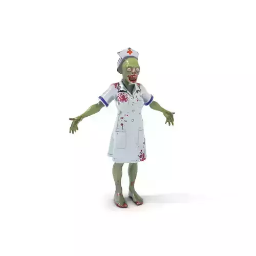 Zombie Nurse Character Model Rigged and Animated