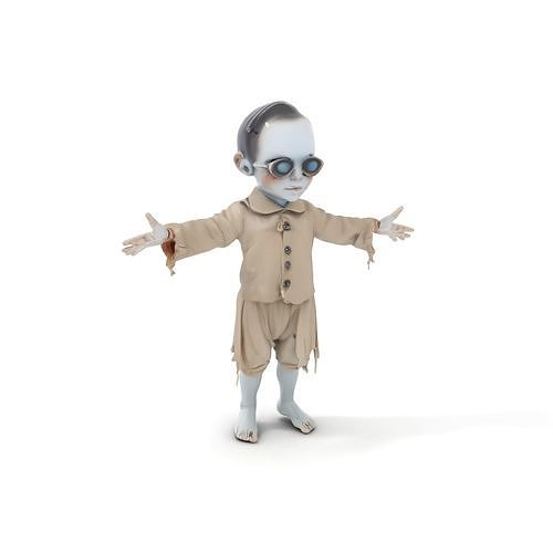 Haunted Child Zombie Character Rigged and Animated Low-poly 3D model