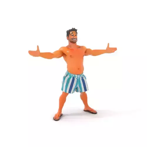 Casual Beach Guy Rigged and Animated D Character Model