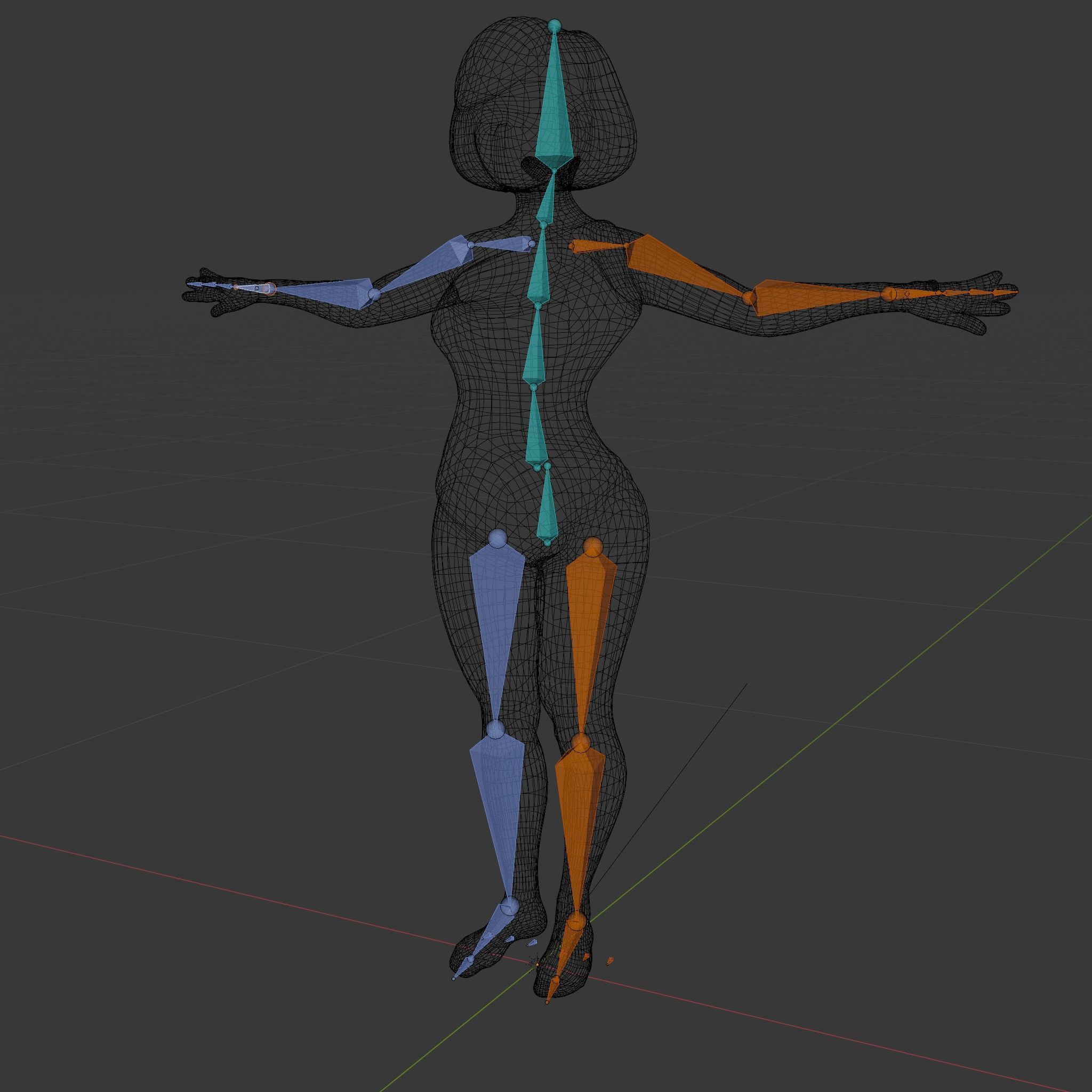 Animated Female Character in Yellow Dress  Rigged and Animated Low-poly 3D model_7