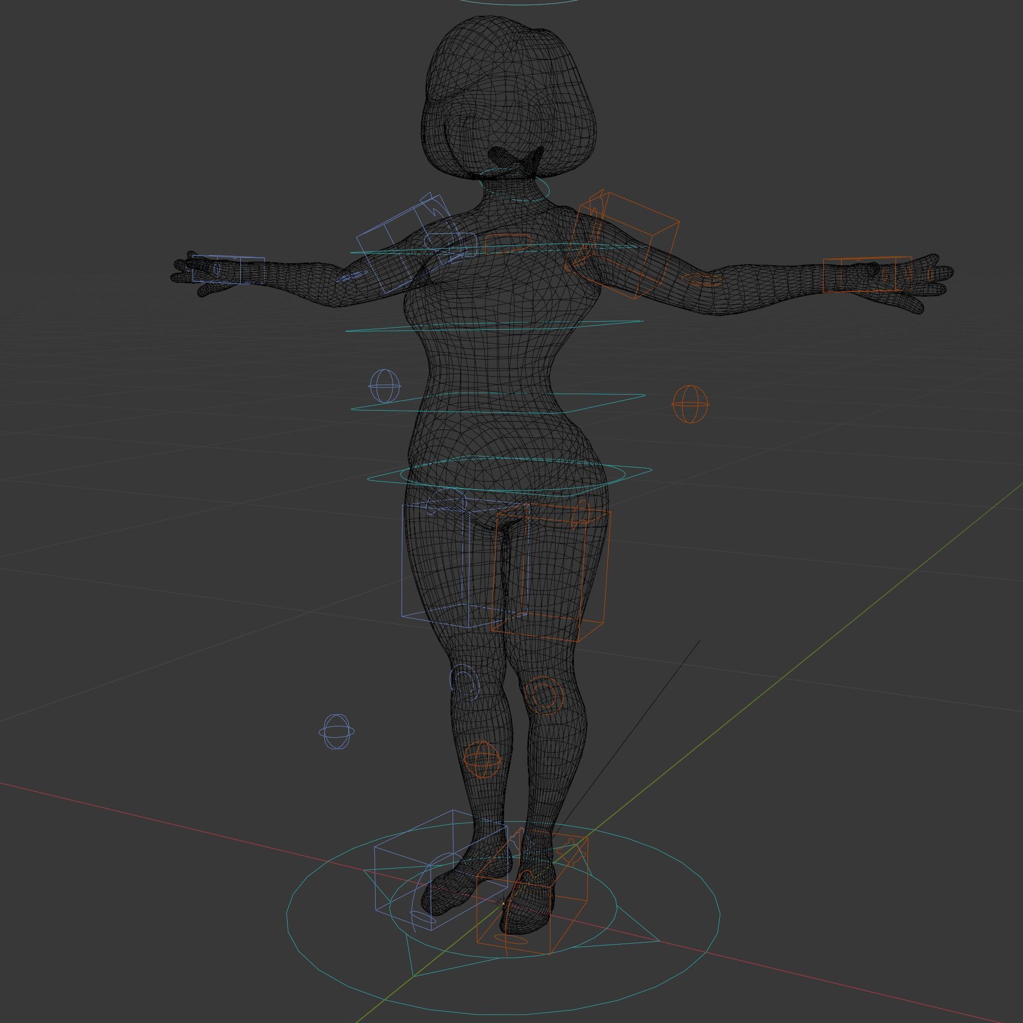 Animated Female Character in Yellow Dress  Rigged and Animated Low-poly 3D model_6