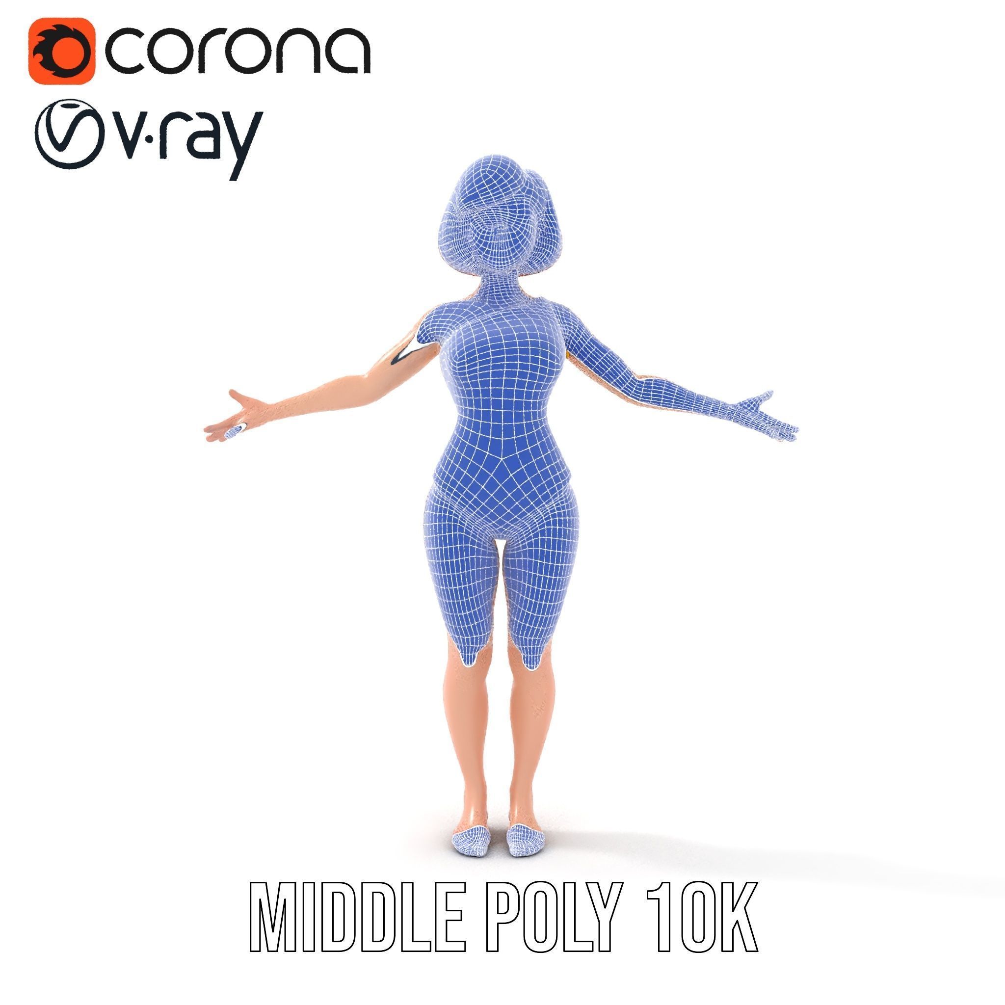 Animated Female Character in Yellow Dress  Rigged and Animated Low-poly 3D model_35