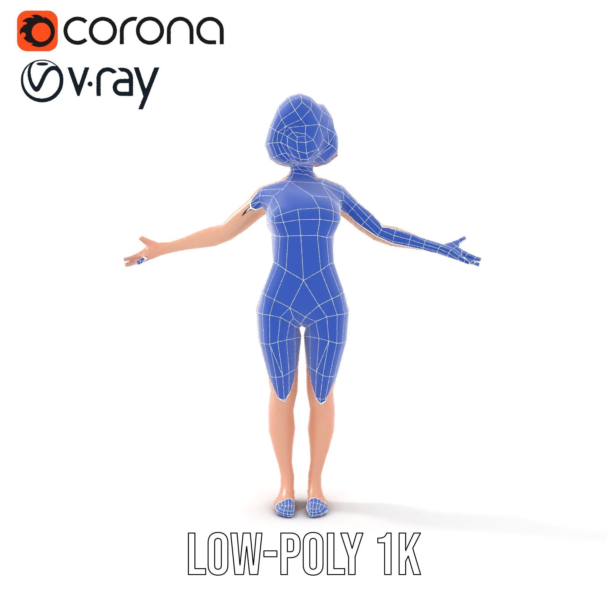 Animated Female Character in Yellow Dress  Rigged and Animated Low-poly 3D model_21