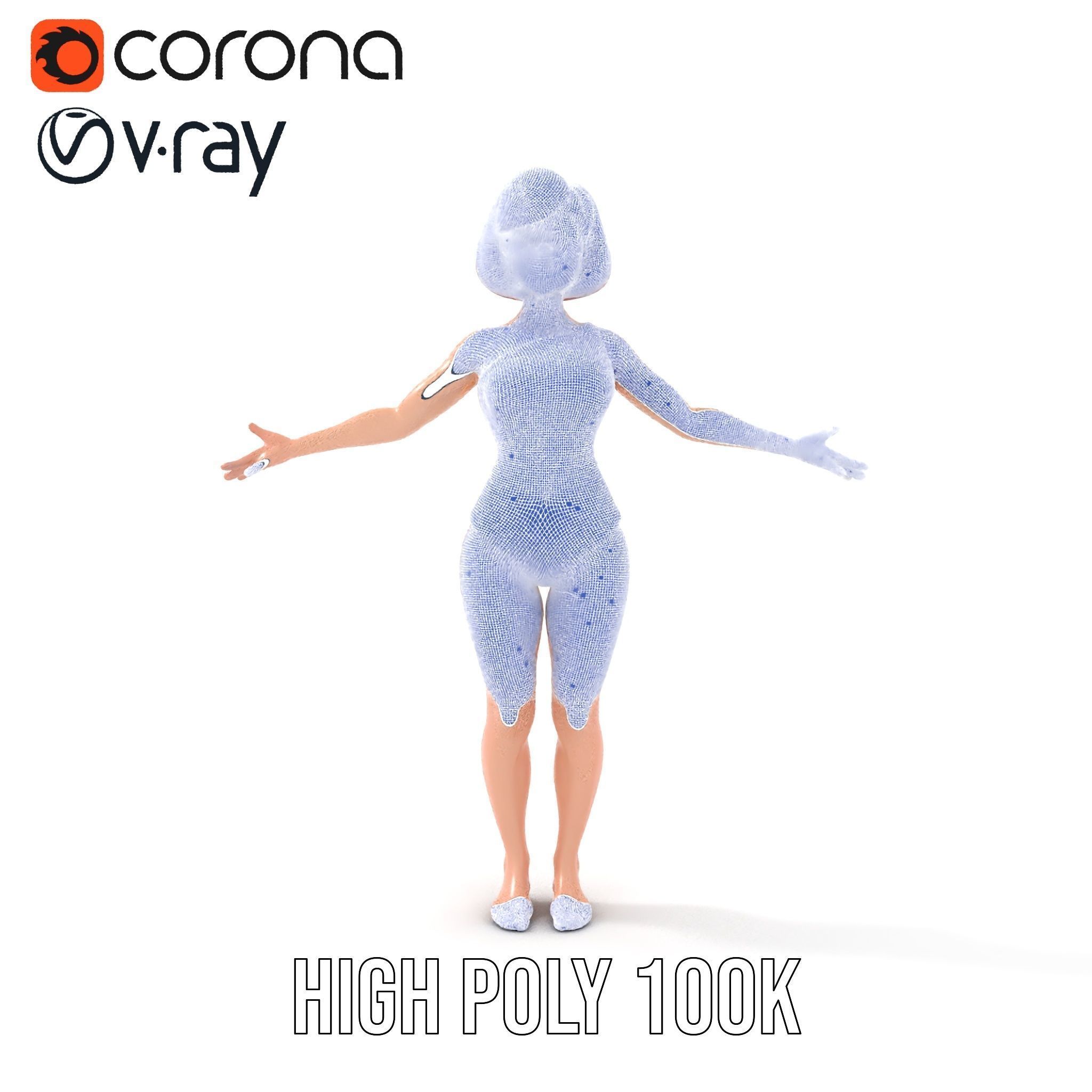 Animated Female Character in Yellow Dress  Rigged and Animated Low-poly 3D model_34