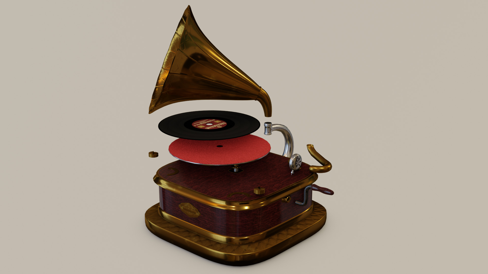Gramophone Art Deco 3D model_9