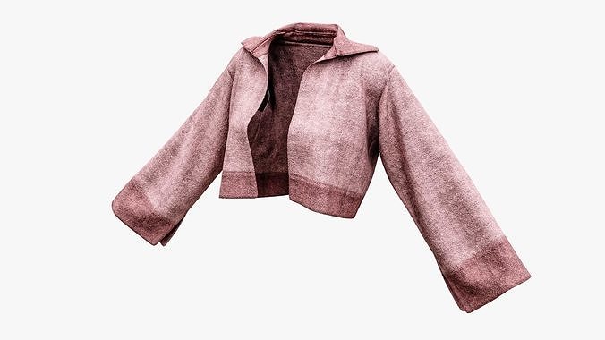 Girls Wool Boomer Pink Jacket Low-poly 3D model