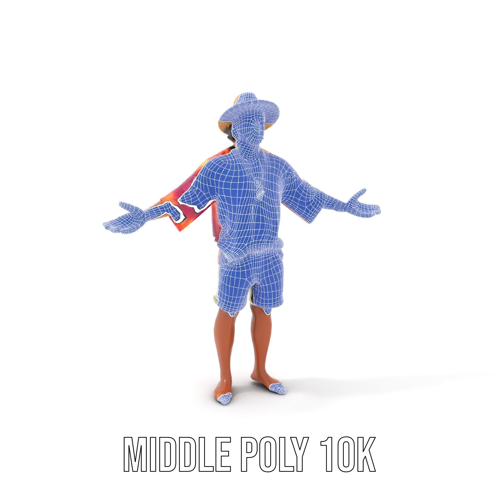 Smiling Tropical Tourist Character Rigged and Animated Low-poly 3D model_27