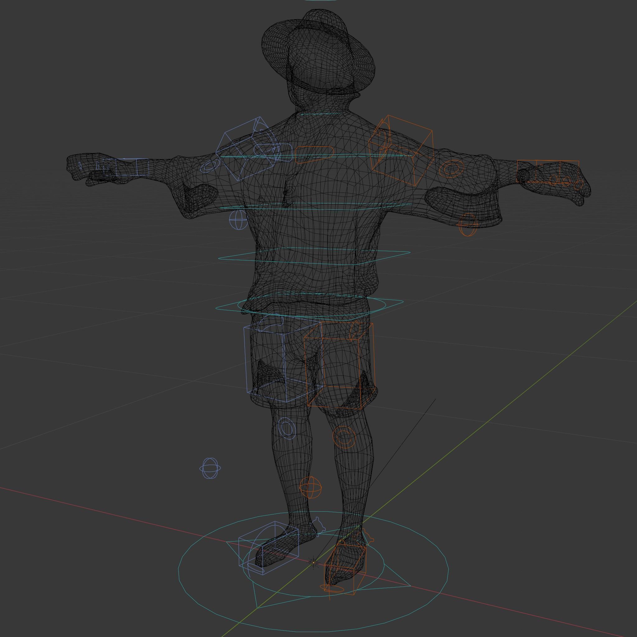 Smiling Tropical Tourist Character Rigged and Animated Low-poly 3D model_7