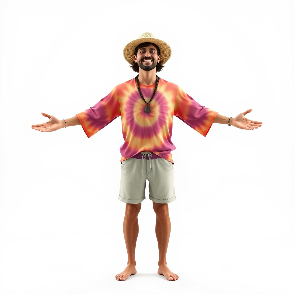Smiling Tropical Tourist Character Rigged and Animated Low-poly 3D model_3