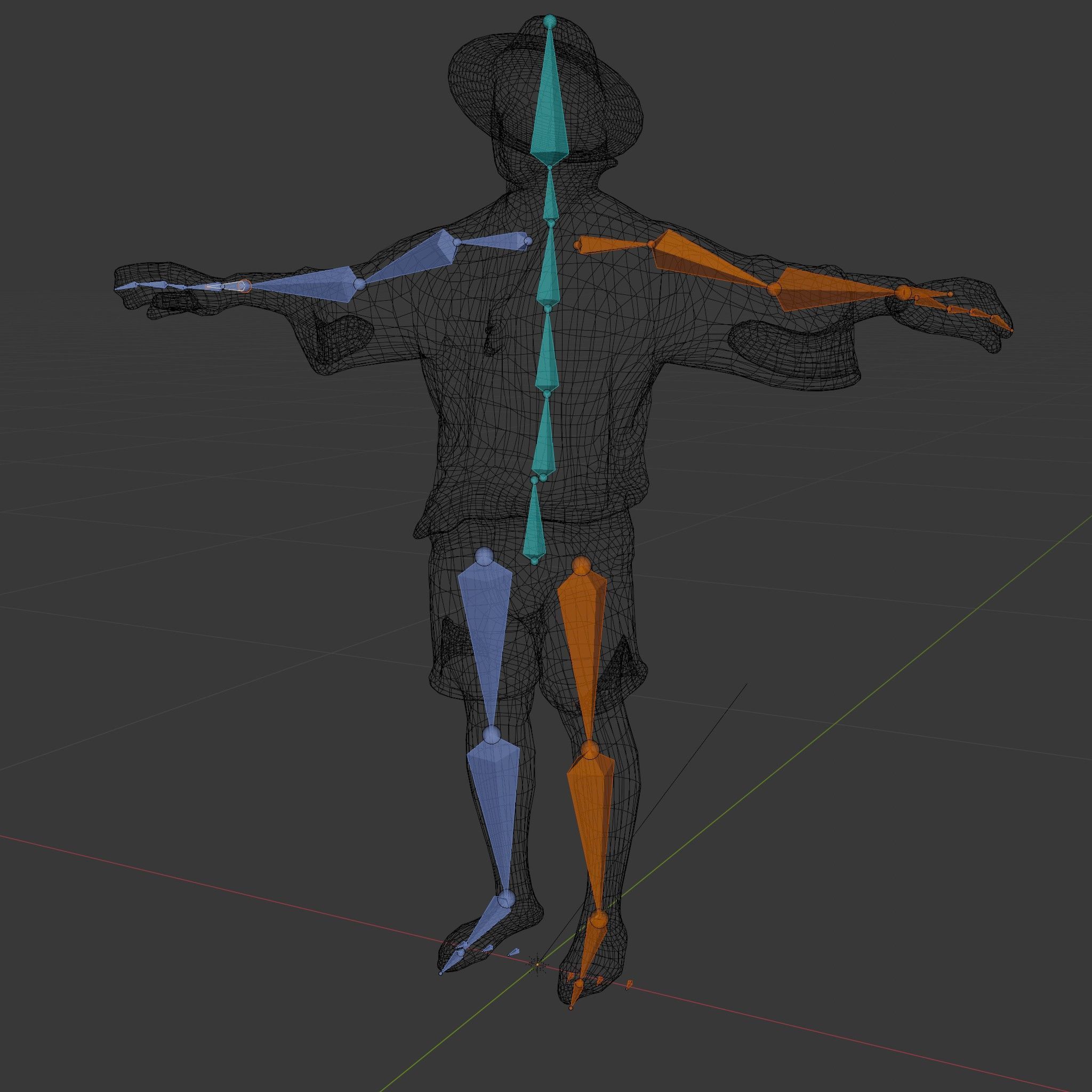 Smiling Tropical Tourist Character Rigged and Animated Low-poly 3D model_6