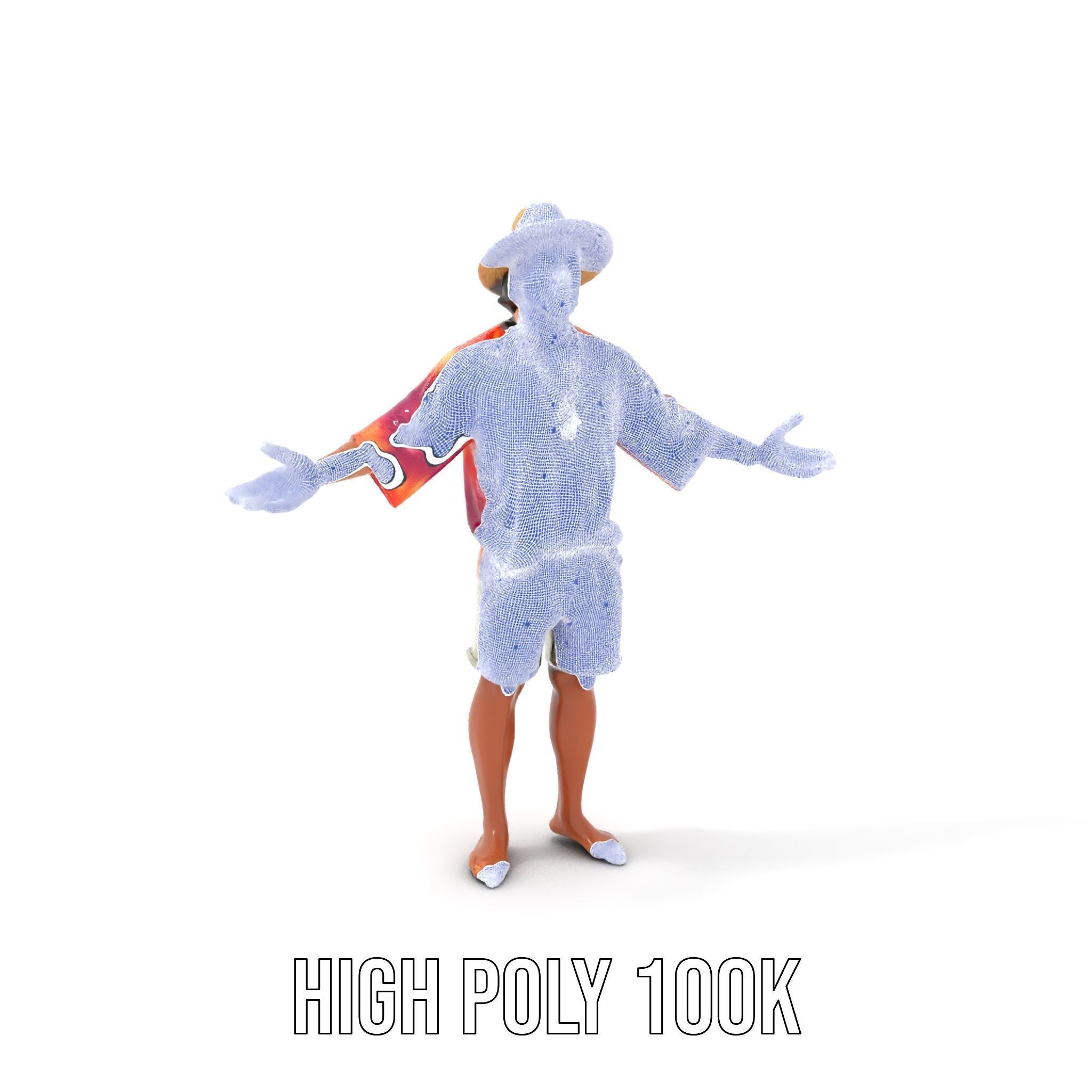 Smiling Tropical Tourist Character Rigged and Animated Low-poly 3D model_5