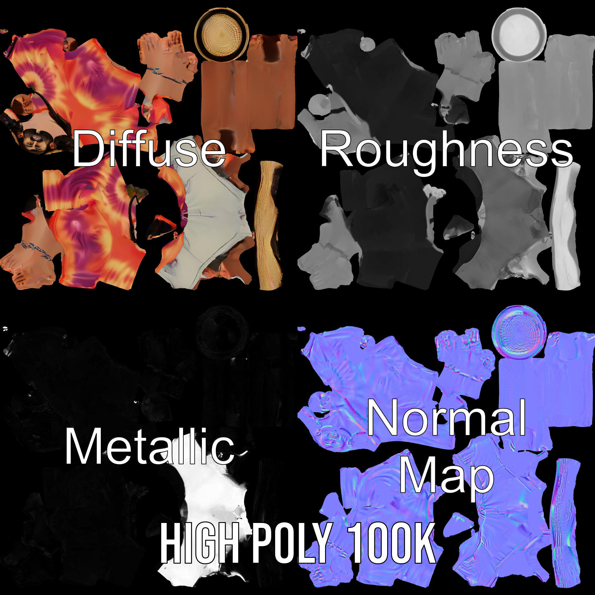 Smiling Tropical Tourist Character Rigged and Animated Low-poly 3D model_4