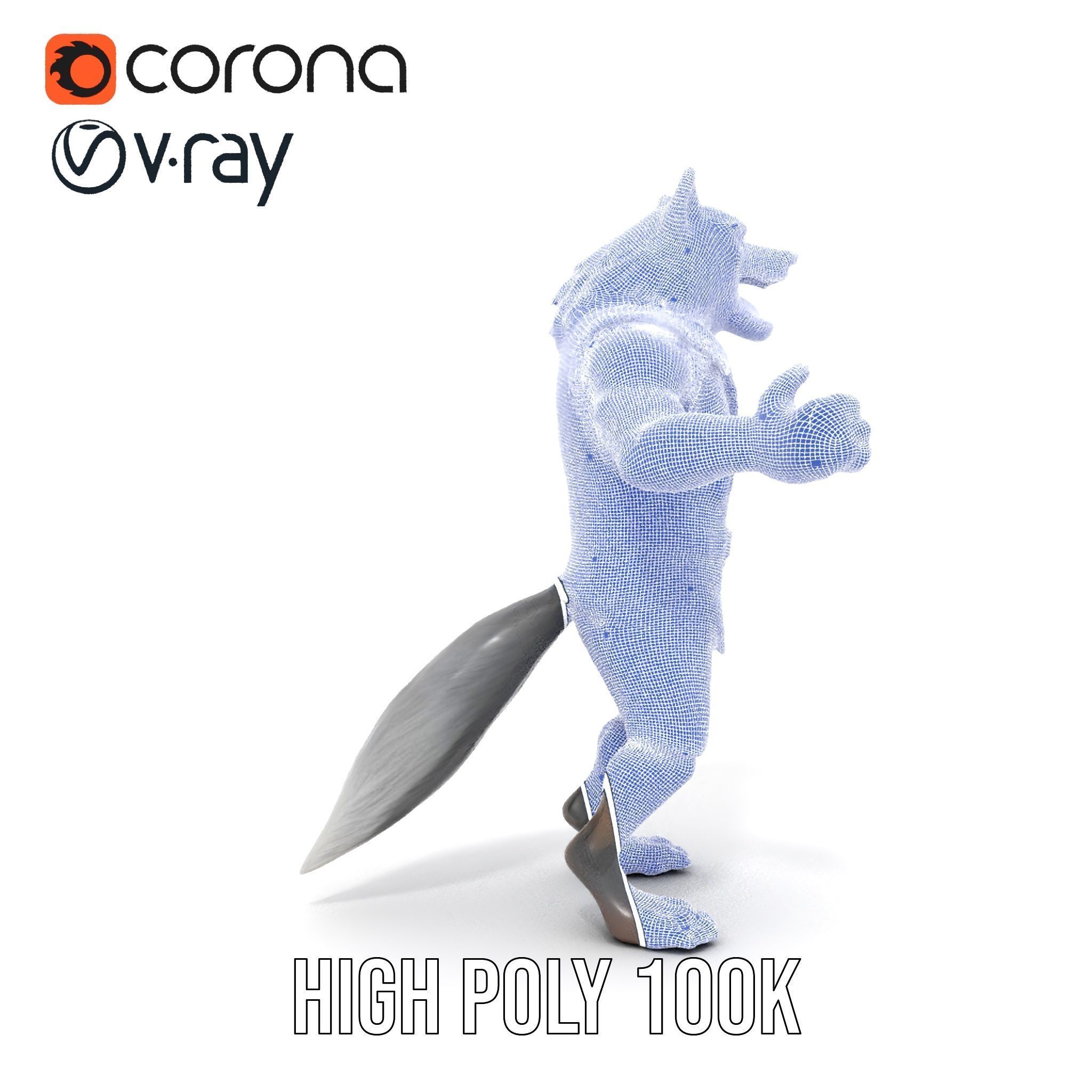 Ferocious Werewolf Hunter Rigged and Animated Character Model Low-poly 3D model_33