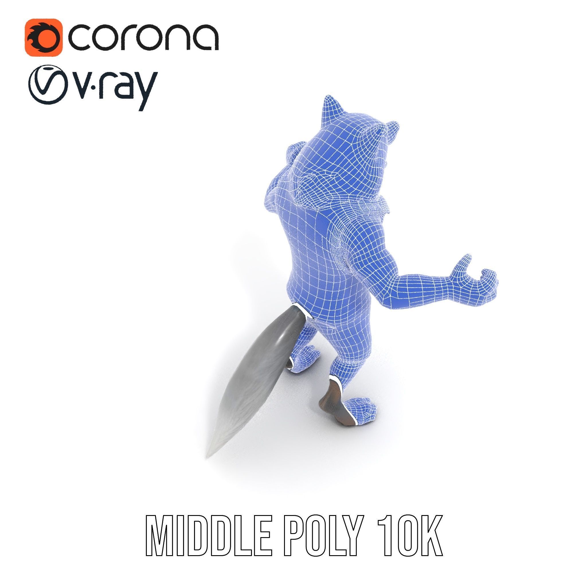 Ferocious Werewolf Hunter Rigged and Animated Character Model Low-poly 3D model_23