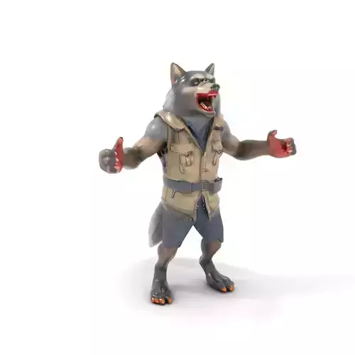 Ferocious Werewolf Hunter Rigged and Animated Character Model