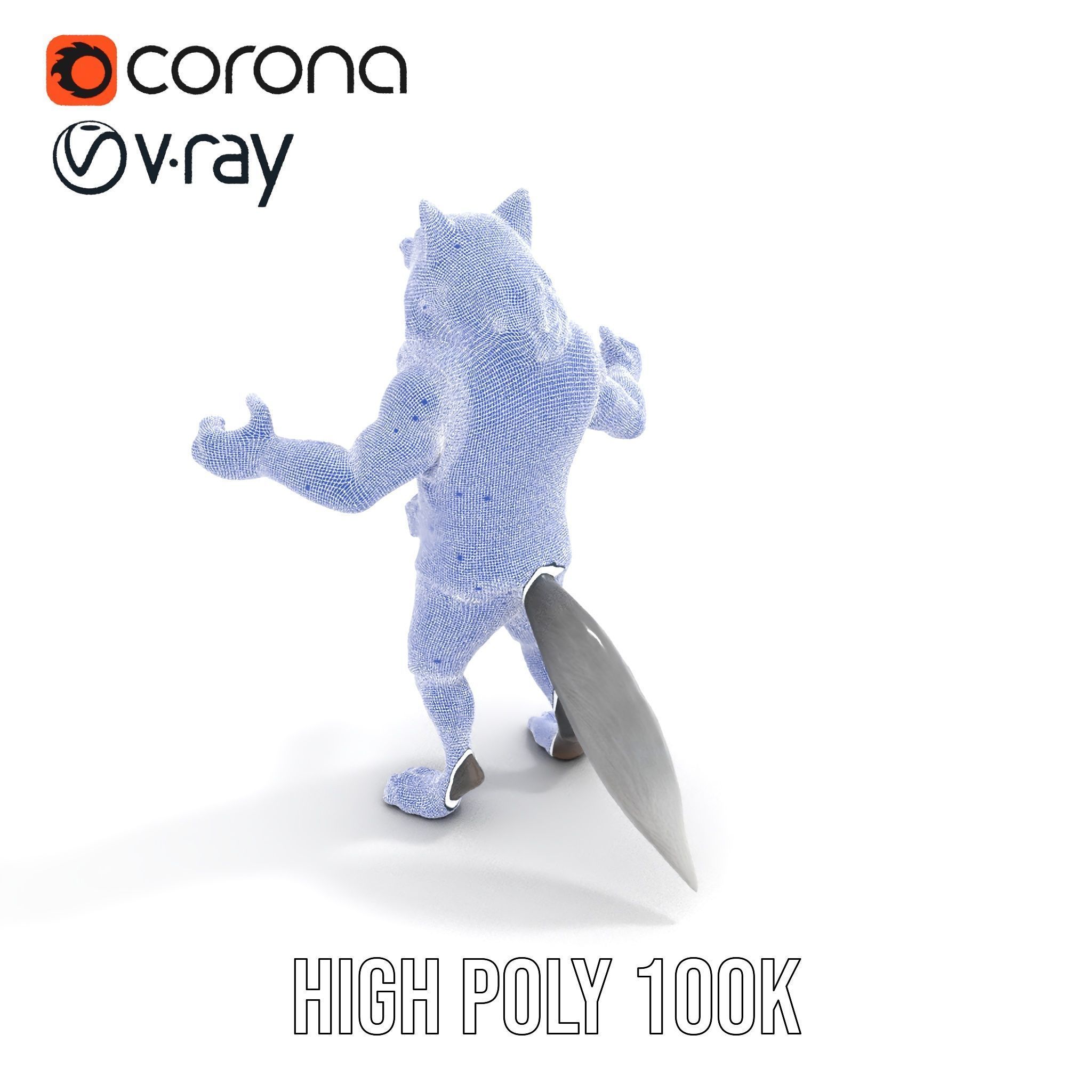 Ferocious Werewolf Hunter Rigged and Animated Character Model Low-poly 3D model_22