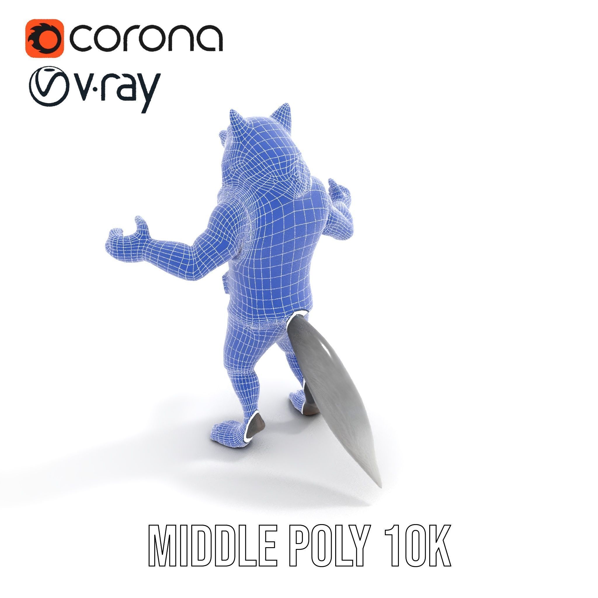 Ferocious Werewolf Hunter Rigged and Animated Character Model Low-poly 3D model_32