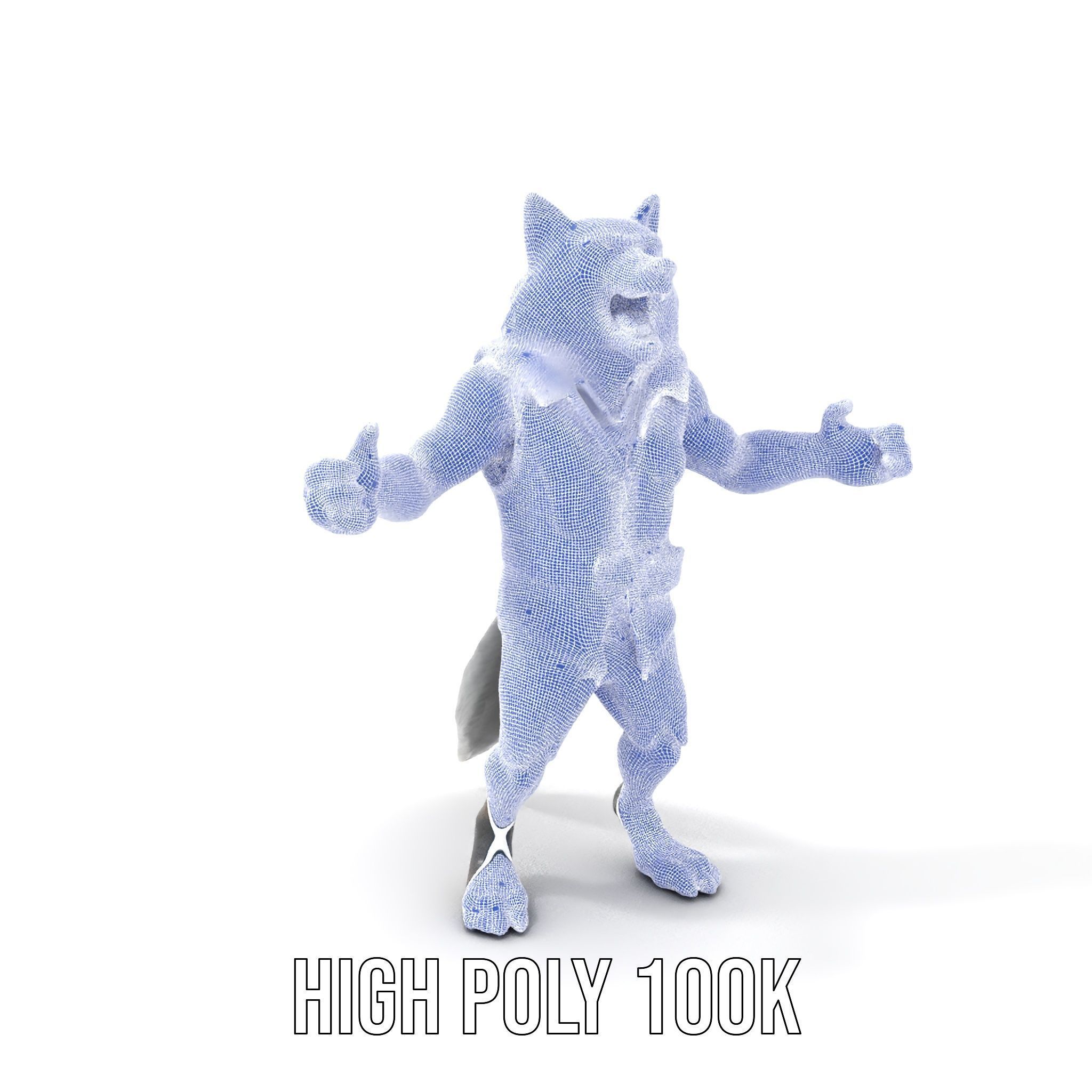Ferocious Werewolf Hunter Rigged and Animated Character Model Low-poly 3D model_4