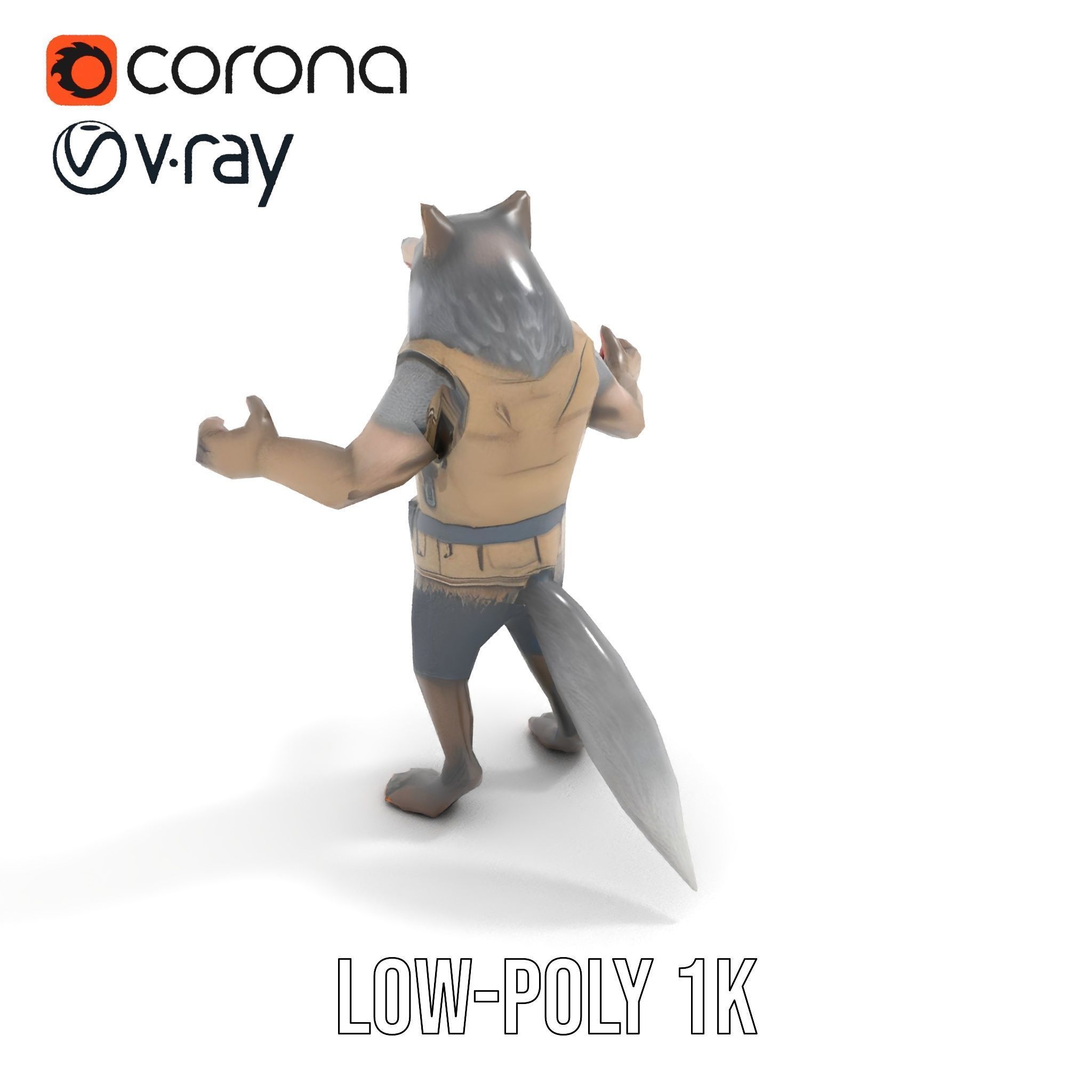 Ferocious Werewolf Hunter Rigged and Animated Character Model Low-poly 3D model_7