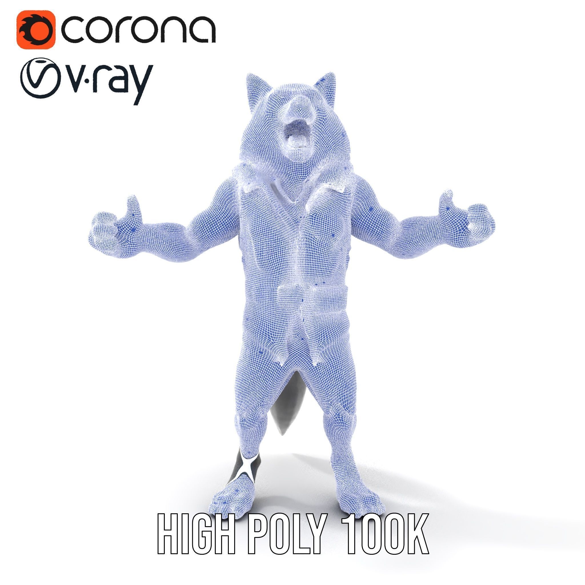 Ferocious Werewolf Hunter Rigged and Animated Character Model Low-poly 3D model_31